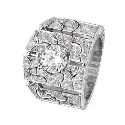 XNE-J63155交叉四爪宽面镂空蕾丝戒指